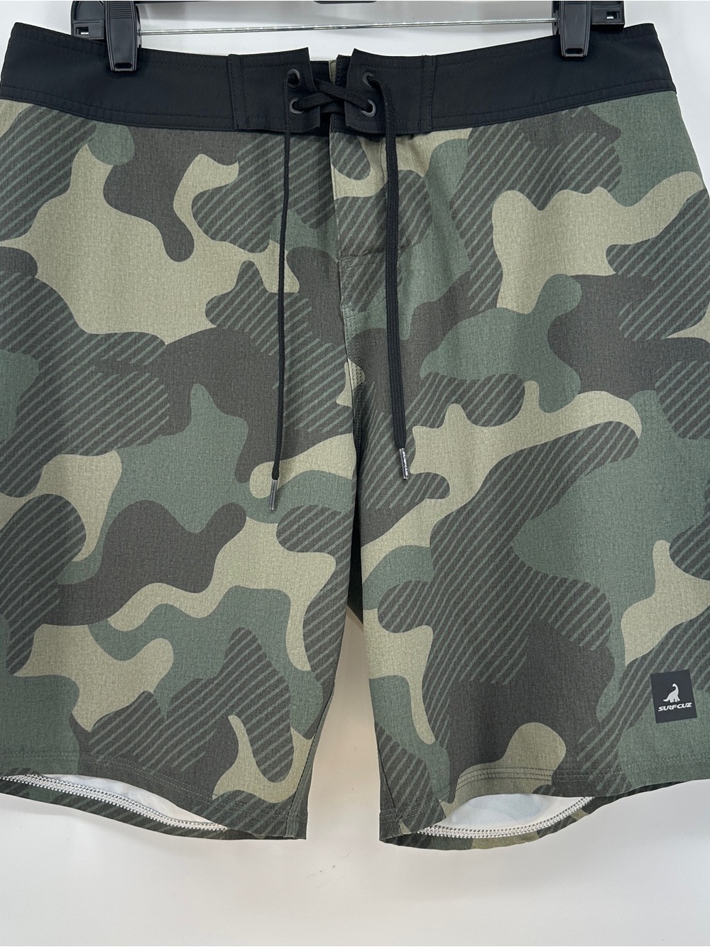 SURFCUZ Men’s Green Camo Lace-Up Swim Board Shorts
